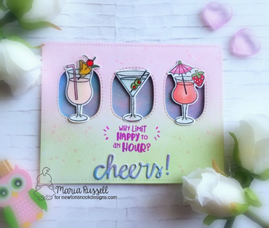 Cheers! Cocktail Card by Maria Russell | Cocktail Mixer Stamp Set by Newton's Nook Designs #newtonsnook