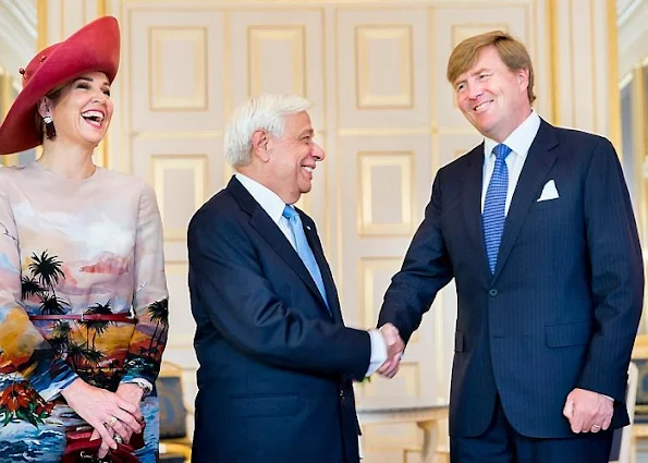 King Willem-Alexander, Queen Máxima, Greek president Prokopis Pavlopoulos, Vlassia Pavlopoulo-Peltsemi Dutch, Netherlands