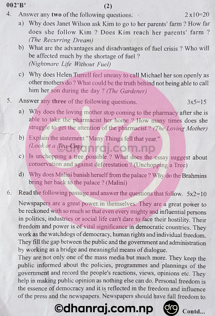 Solved Compulsory English Grade XI11 Question Paper 2076 [2019
