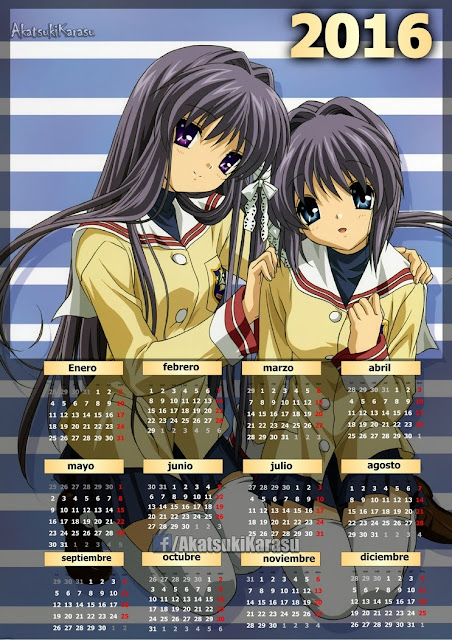 calendario 2016 anime clannad