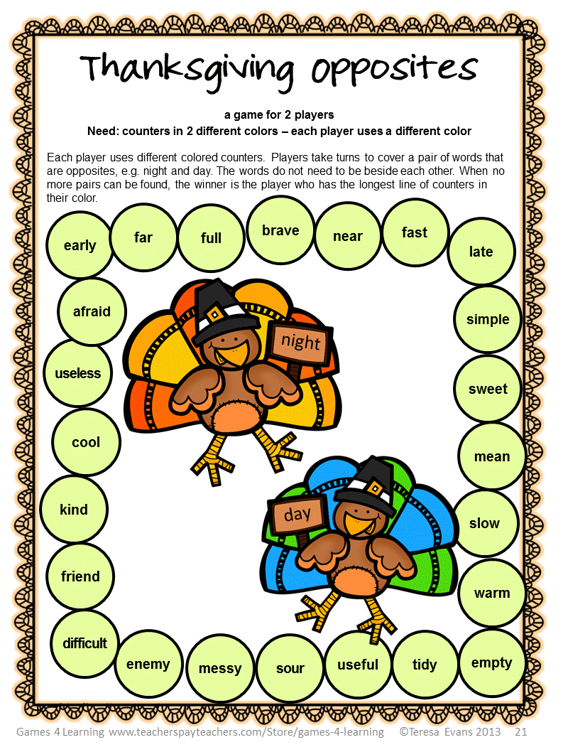 Free Printable Thanksgiving Games And Puzzles