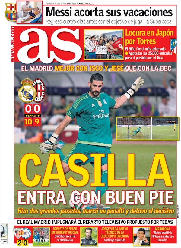 Real Madrid, AS: "Casilla entra con buen pie"