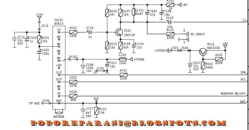 SERVIS TV LED/LCD SALATIGA: SCEMATIC DIAGRAM TUNER TV POLYTRON 51N21T