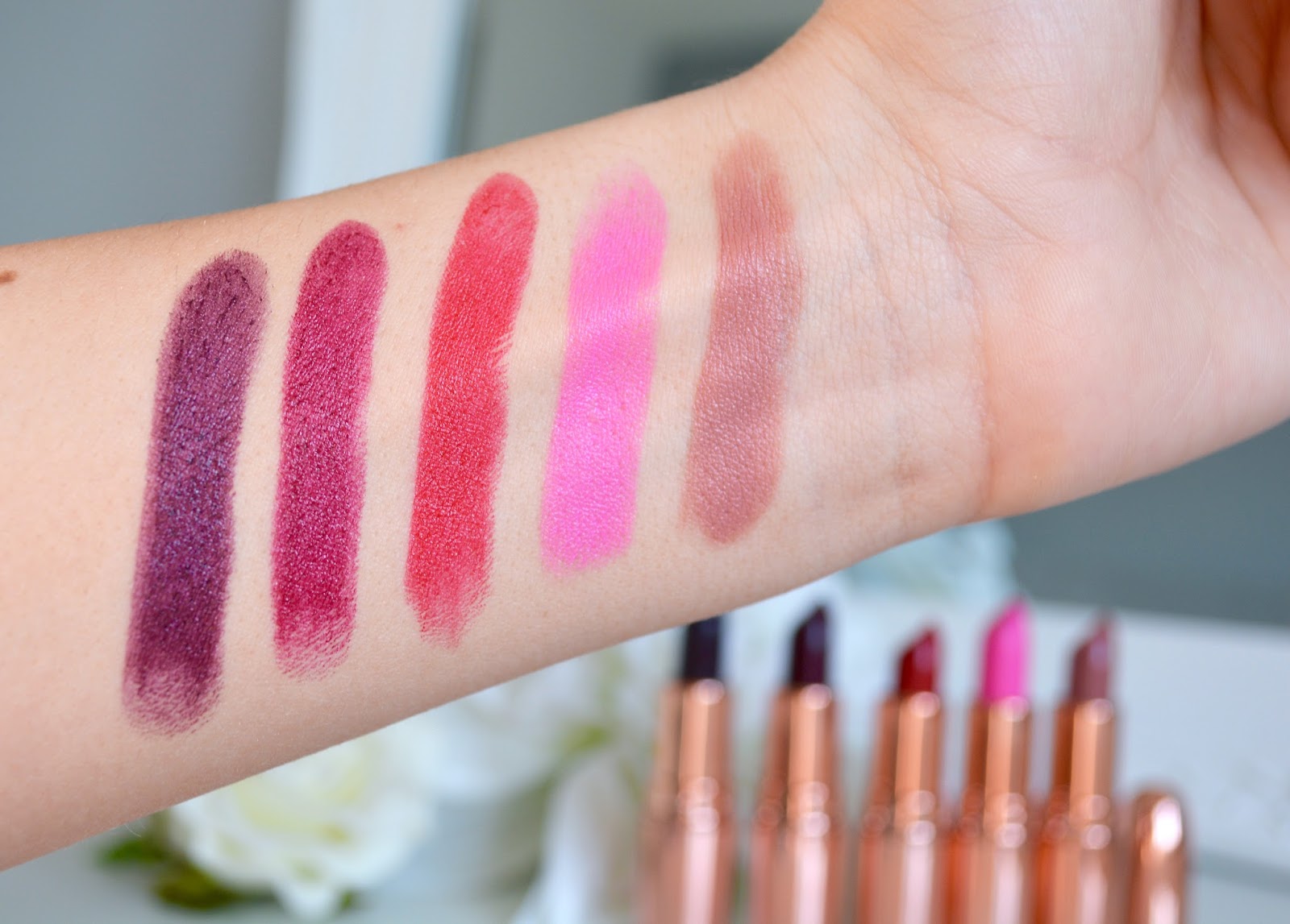 Makeup Revolution Rose Gold Lipsticks Swatches & Review Miss