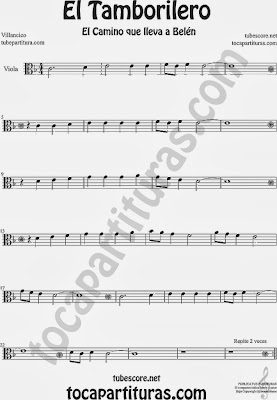 Partitura de para Viola El niño del Tambor Villancico Carol Of the Drum Sheet Music for Viola Music Scores