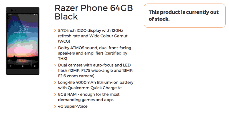 Razer Phone "revealed" by UK retailer ahead of Nov 1 launch!