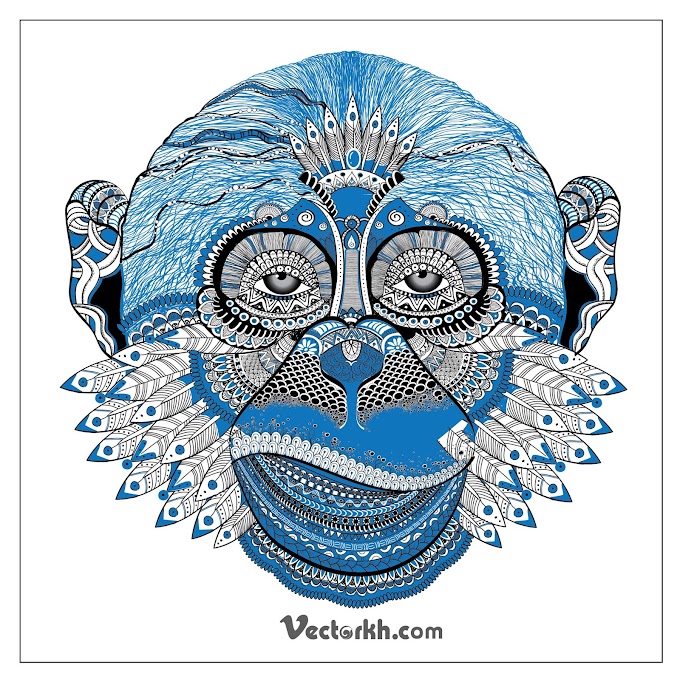 Pattern Monkey New Year's Eve Dudling Symbol Blue free vector