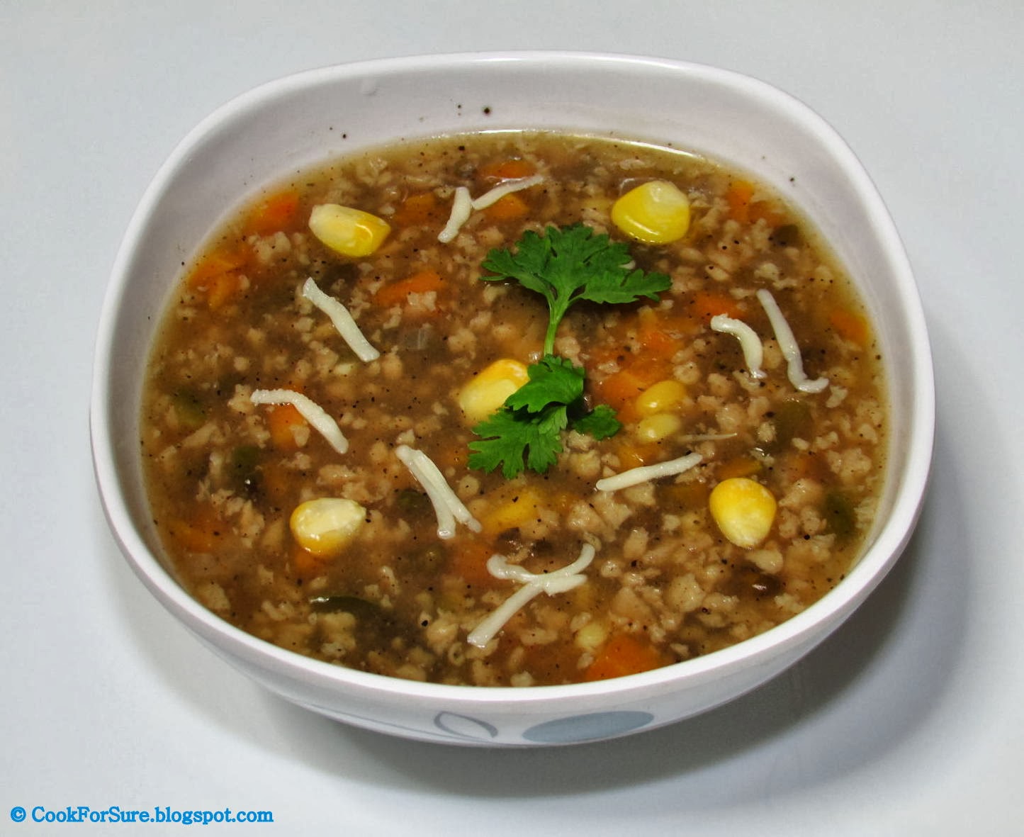 Soya Granules Soup with Lentil Sprouts
