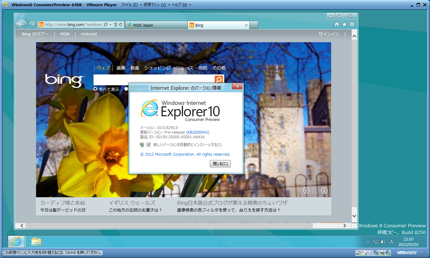 Windows 8 Consumer PreviewをVMware Playerで試す ３ -4