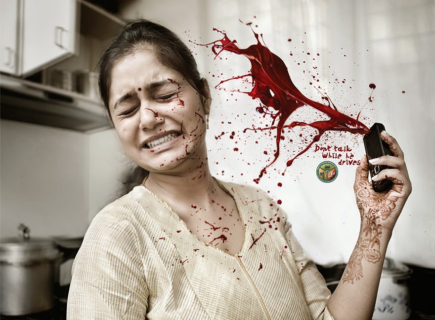 40 Of The Most Powerful Social Issue Ads That’ll Make You Stop And Think - Bangalore Traffic Police: Don’t Talk While Driving