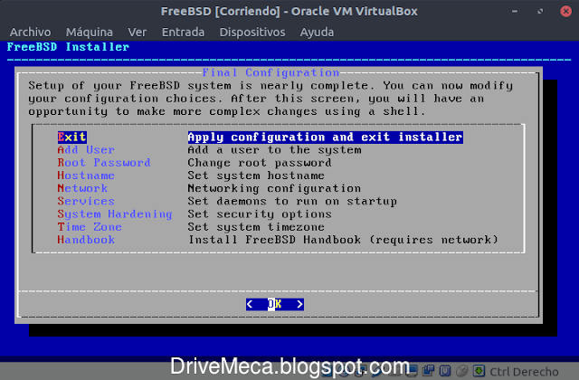Salimos del asistente de instalación de FreeBSD Salimos del asistente de instalación de FreeBSD