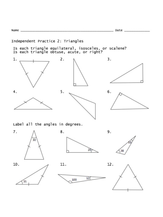Types Of Triangles 4th Grade