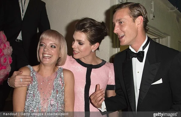 Lily Allen, Charlotte Casiraghi and Pierre Casiraghi attend the Rose Ball 2015 in aid of the Princess Grace Foundation at Sporting Monte-Carlo