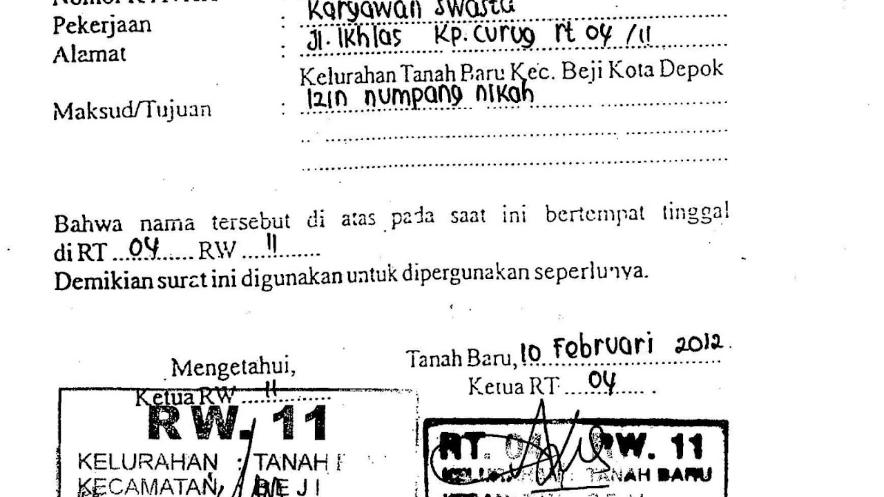 Contoh Surat Izin Tidak Masuk Kerja Dari Rt Rw Nusagates