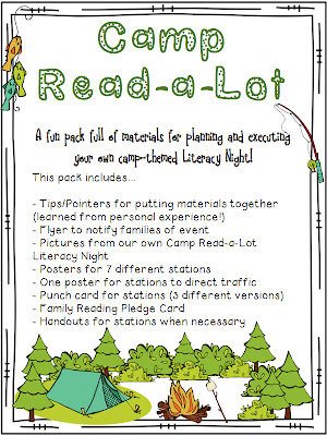 Get ideas for planning your next family literacy night event in a fun camping theme. Make and take stations are easy to create and fun for parents and kids! This event is always a hit! #familyliteracynight Get ideas for planning your next family literacy night event in a fun camping theme. Make and take stations are easy to create and fun for parents and kids! This event is always a hit! #familyliteracynight