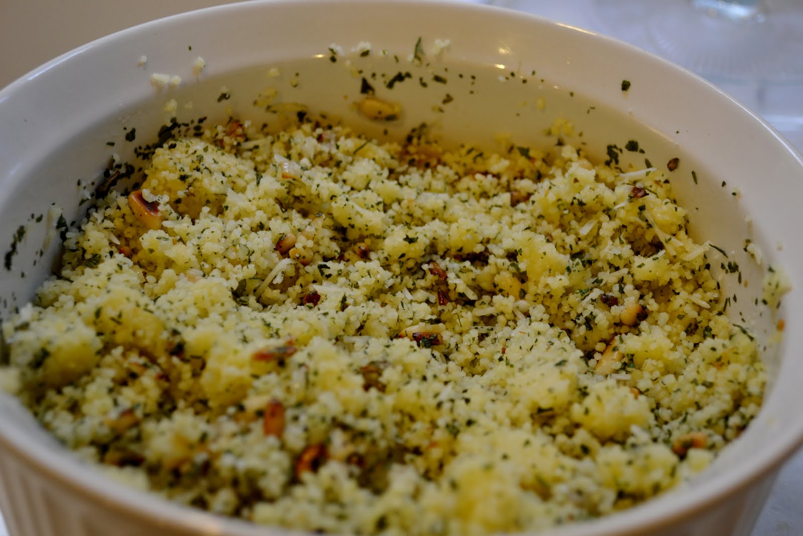 Eet Smakelijk with Jen Parmesan Couscous with Roasted Garlic, Toasted Pine Nuts and Caramelized