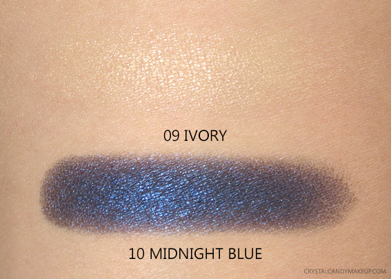 Clarins Ombre Matte Eyeshadows 09 Ivory 10 Midnight Blue Swatches