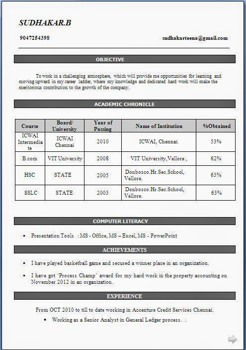 BCom Fresher Resume Sample In Doc