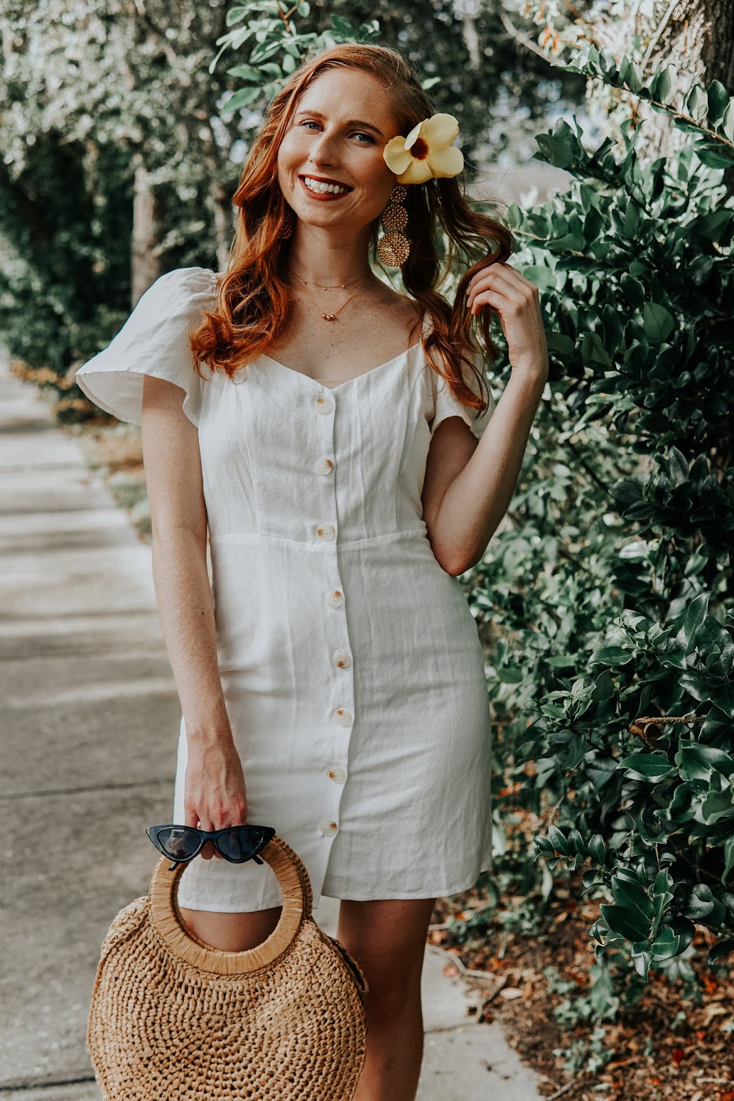 How to Style a White ButtonFront Linen Dress for Summer Affordable by Amanda