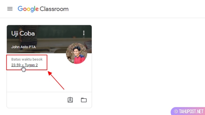 Pilih Kelas - Cara Mengirim Tugas di Google Classroom