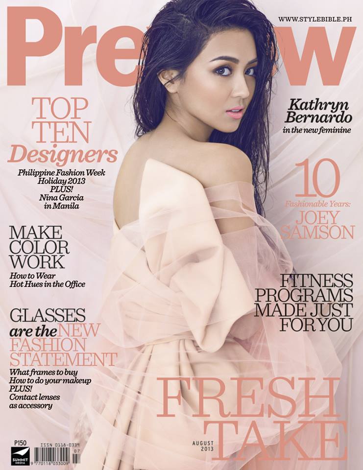 kathryn bernardo on the cover of preview magazine wazzup pilipinas