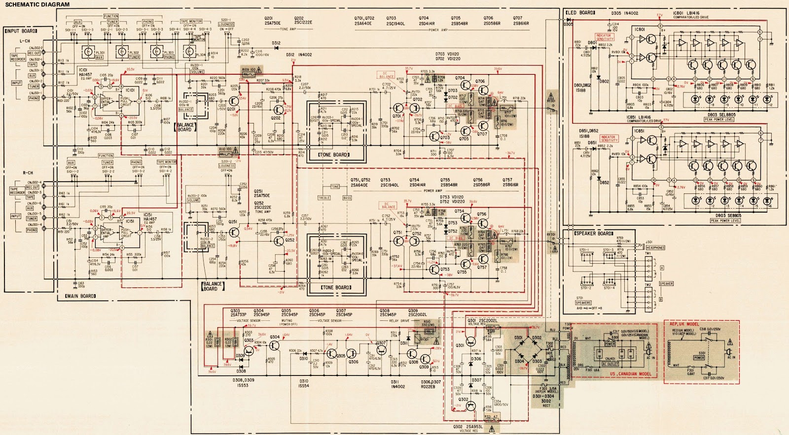 Electrotechnician: Sony TA F30 Integrated Stereo Amplifier - Circuit