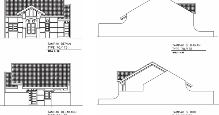 Sketsa Desain Rumah Minimalis Tampak Depan Samping Belakang