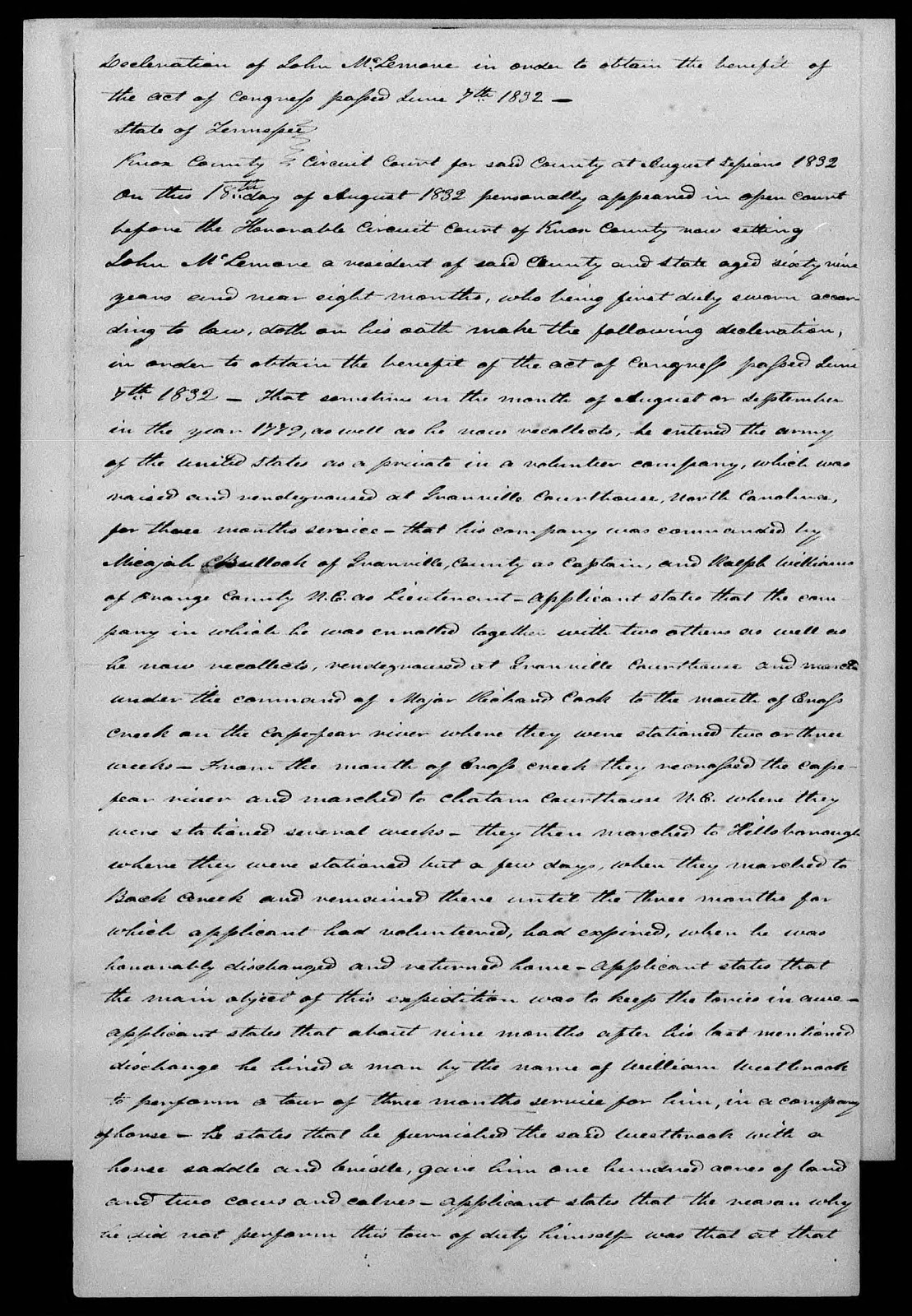 My Monroe County, Tennessee Genealogy John McLemore Revolutionary War