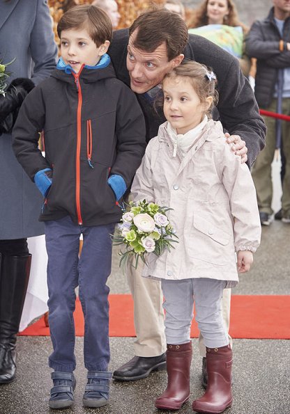 Prince Joachim, Princess Marie and their children Princess Athena and Prince Henrik attend opening of the Bakken amusement park in Klampenborg. Princess Marie wore Ralph Lauren wool coat