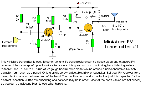 circuit diagram: Miniature FM Transmitter