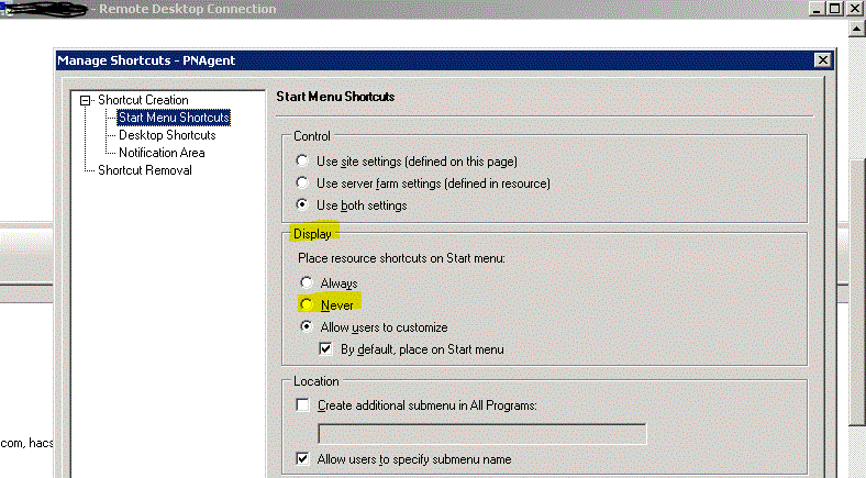 TECHIE: Do not want display shortcuts on Start menu- Citrix Receiver
