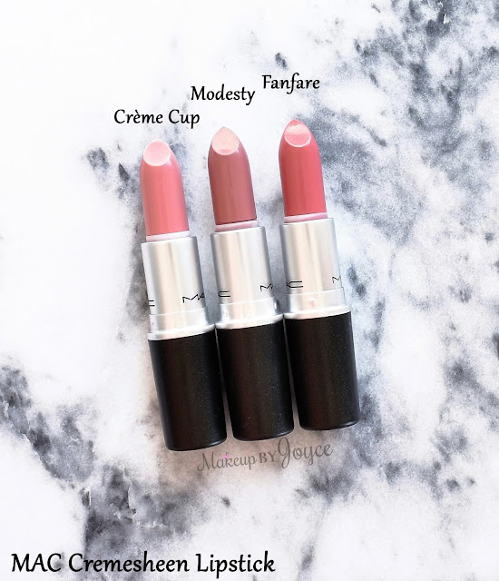 MAC Cremesheen Lipstick Creme Cup Modesty Fanfare Review