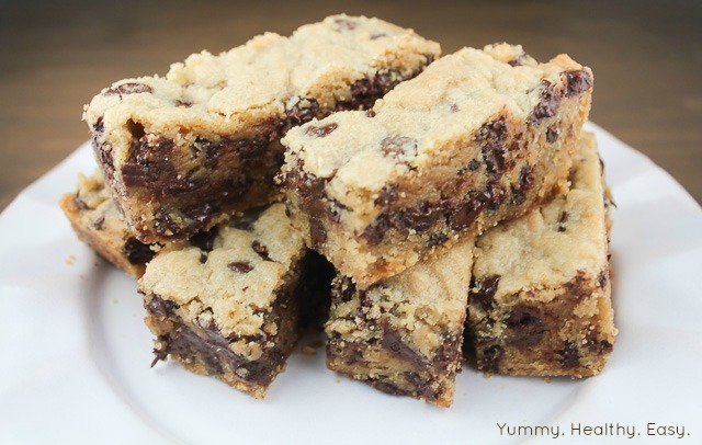 A rich, decadent Chocolate Chip Butterscotch Bar is best served with a big glass of milk. :)