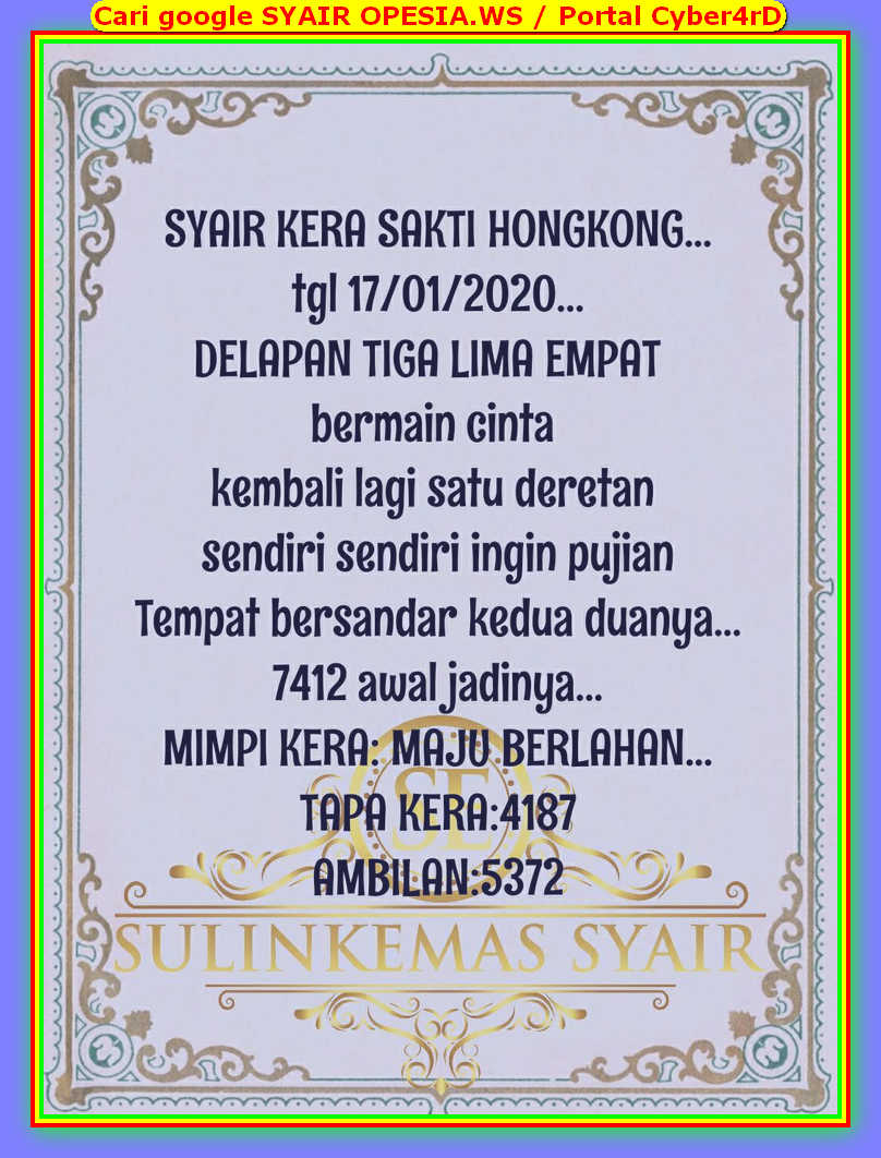 1 New Message Kode Syair Hongkong 17 Januari 2020 Forum Syair Togel Hongkong Singapura Sydney