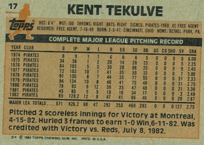 1970s Baseball - Happy Birthday to Kent Tekulve, closer
