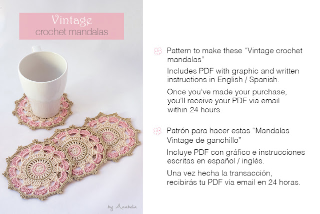 Crochet pink vintage mandalas by Anabelia