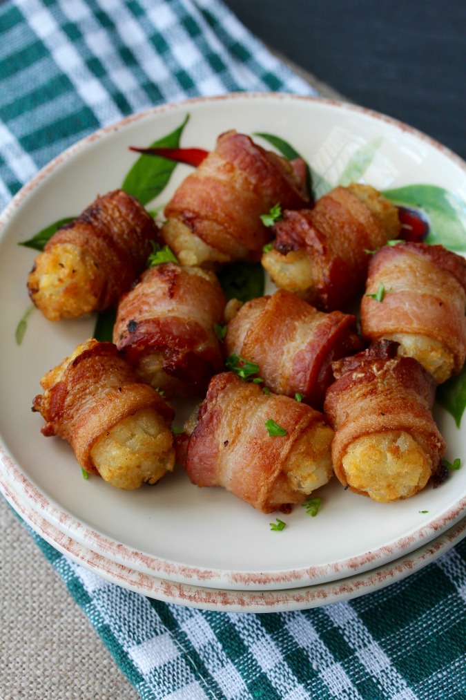 Honey Chipotle Bacon Wrapped Tater Tot Bombs