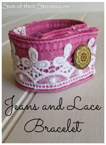 Pink jeans and lace bracelet