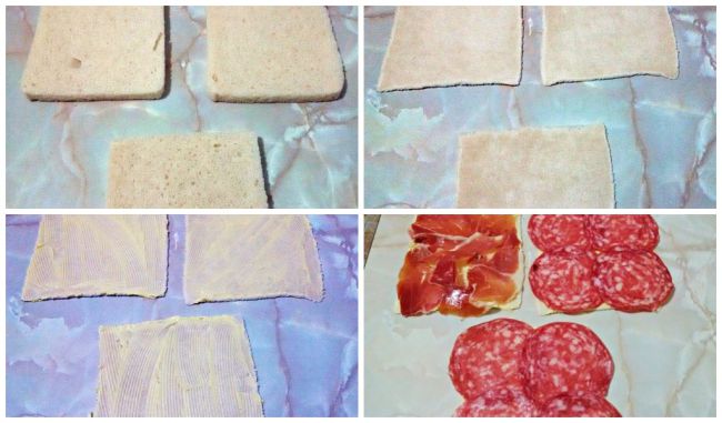 Preparación de los mini espirales de pan de molde