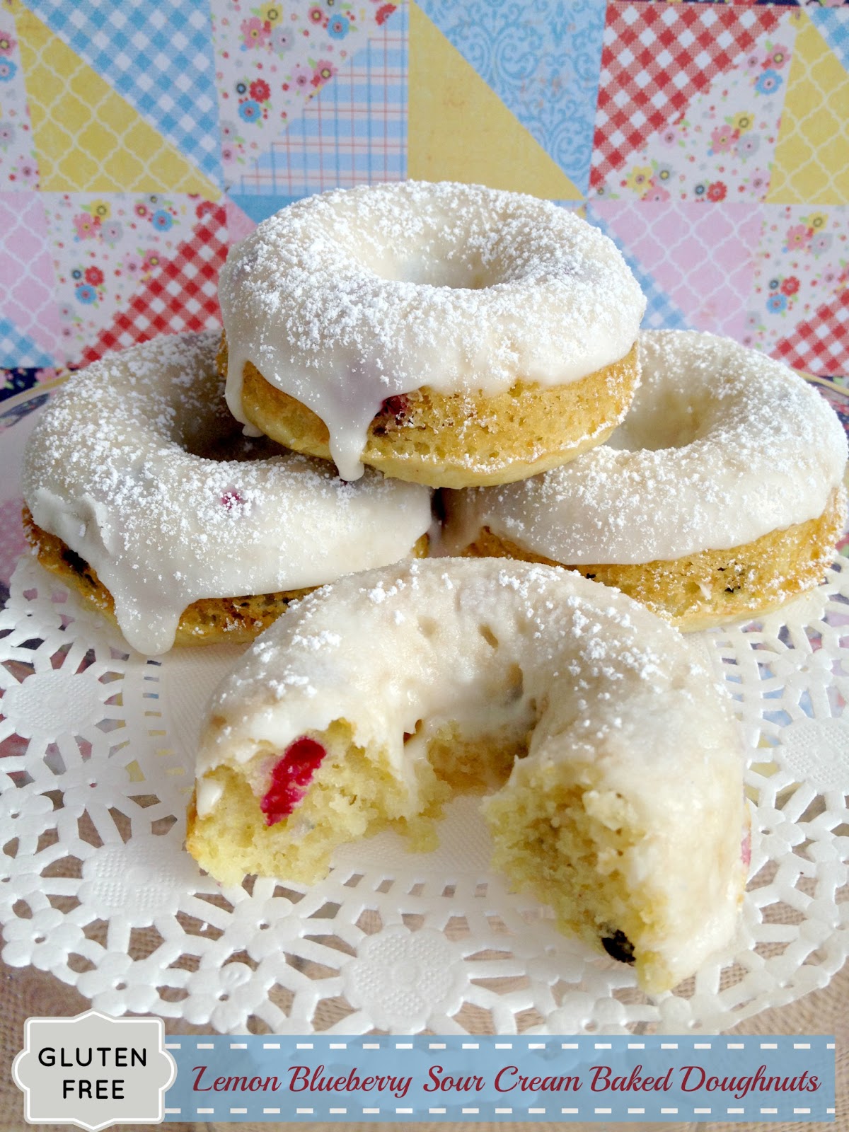 Lemon Blueberry Sour Cream Baked Doughnuts {GlutenFree Recipe}