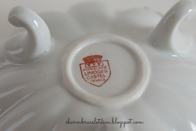 Porcelaine Limoges Castel France fluted floral patterned bowl