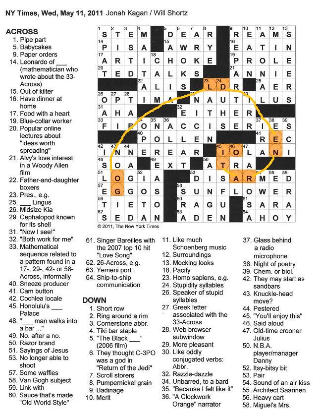 The New York Times Crossword in Gothic 05.11.11 — Golden Ratio