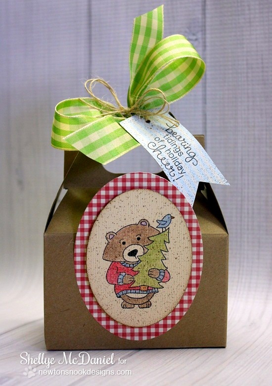 Bear with Christmas Tree Gift Tote by Shellye McDaniel for Newton's Nook Designs - Winston's Home for Christmas Stamp set