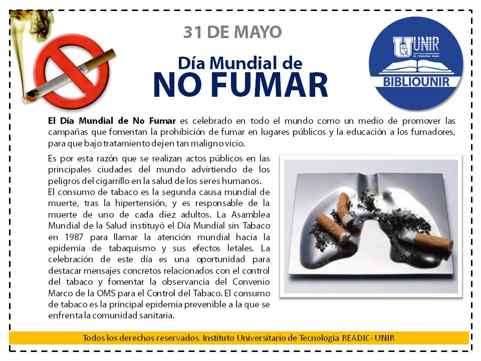 BIBLIOUNIR: Día Mundial de No Fumar.