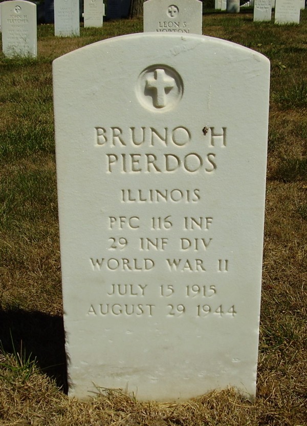 116th Infantry Regiment Roll Of Honor Pfc Bruno H Pierdos
