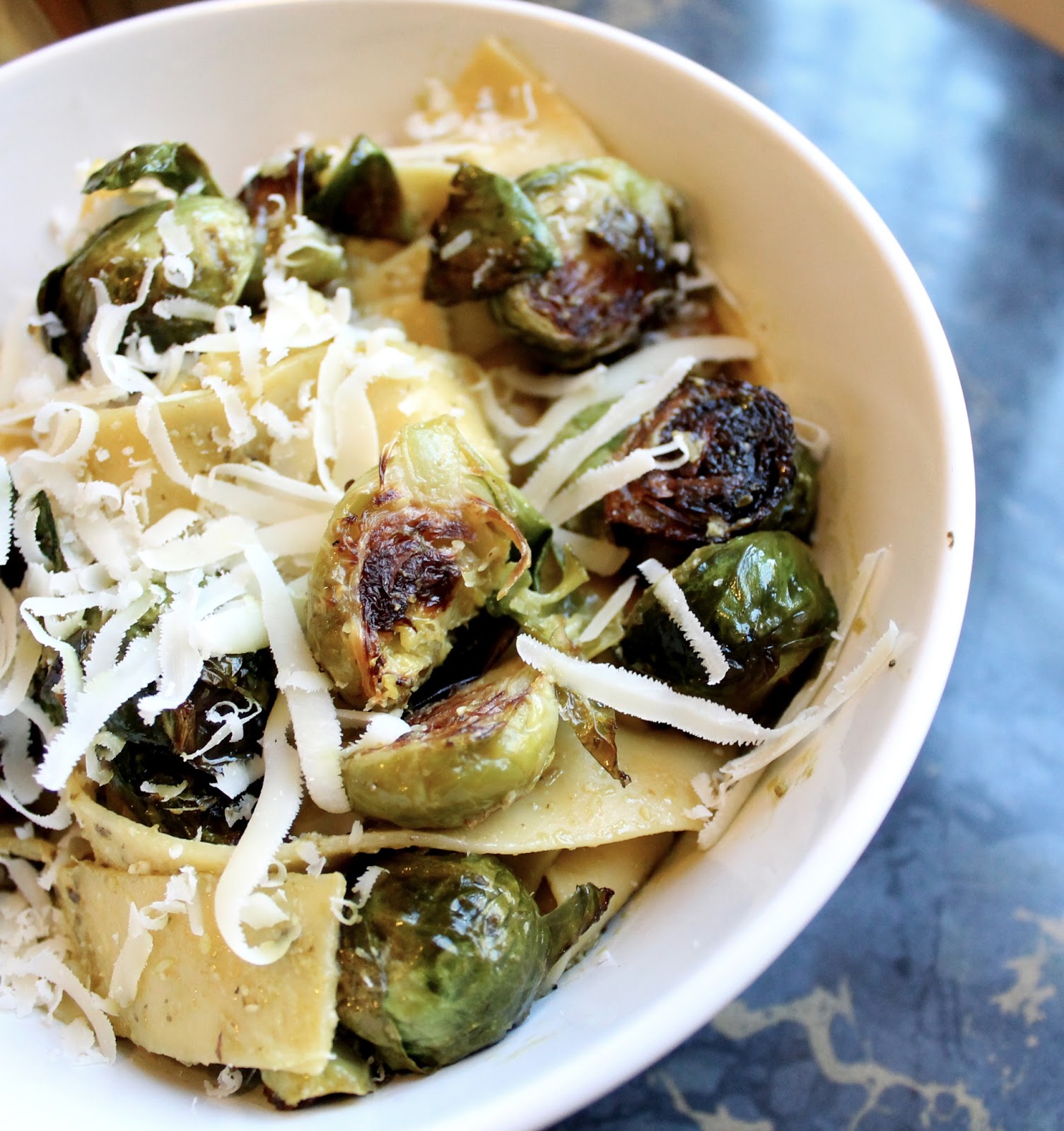 Now is magic Roasted Brussel Sprout Pesto Pasta
