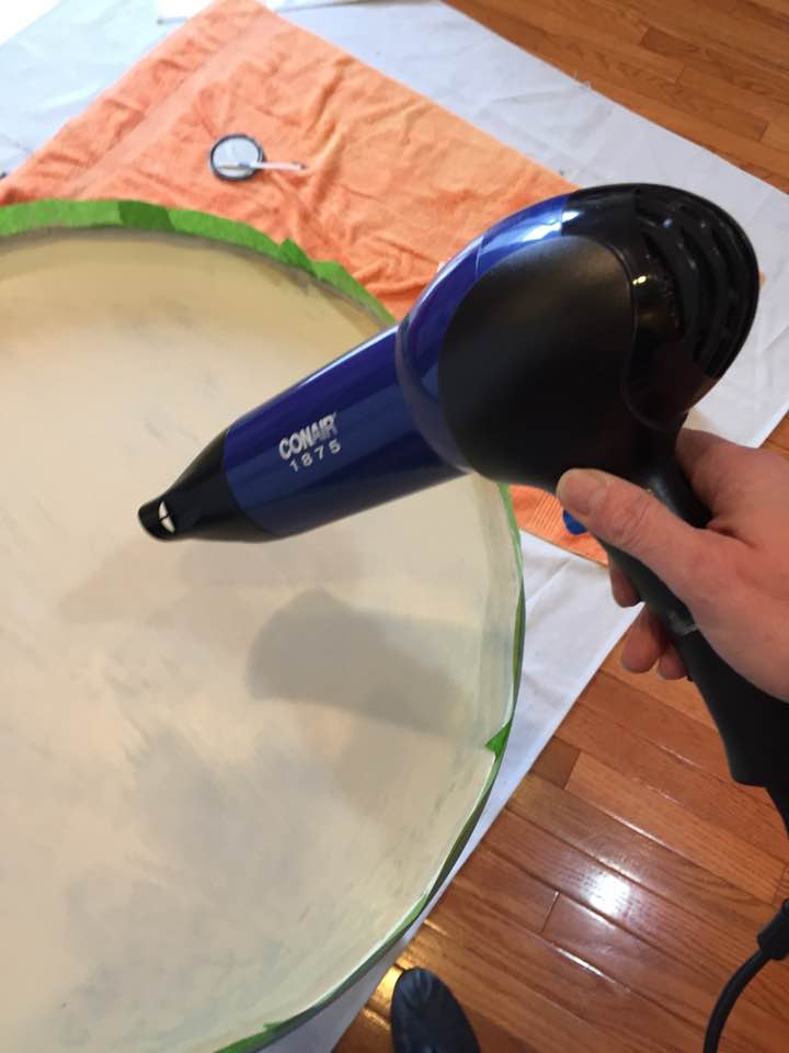Hair dryer used to speed up drying and to crackle the paint. Hair dryer used to speed up drying and to crackle the paint.