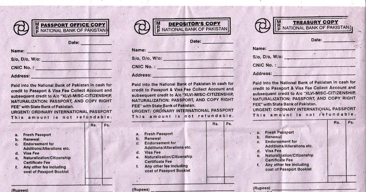Passport Challan Form Download Pdf