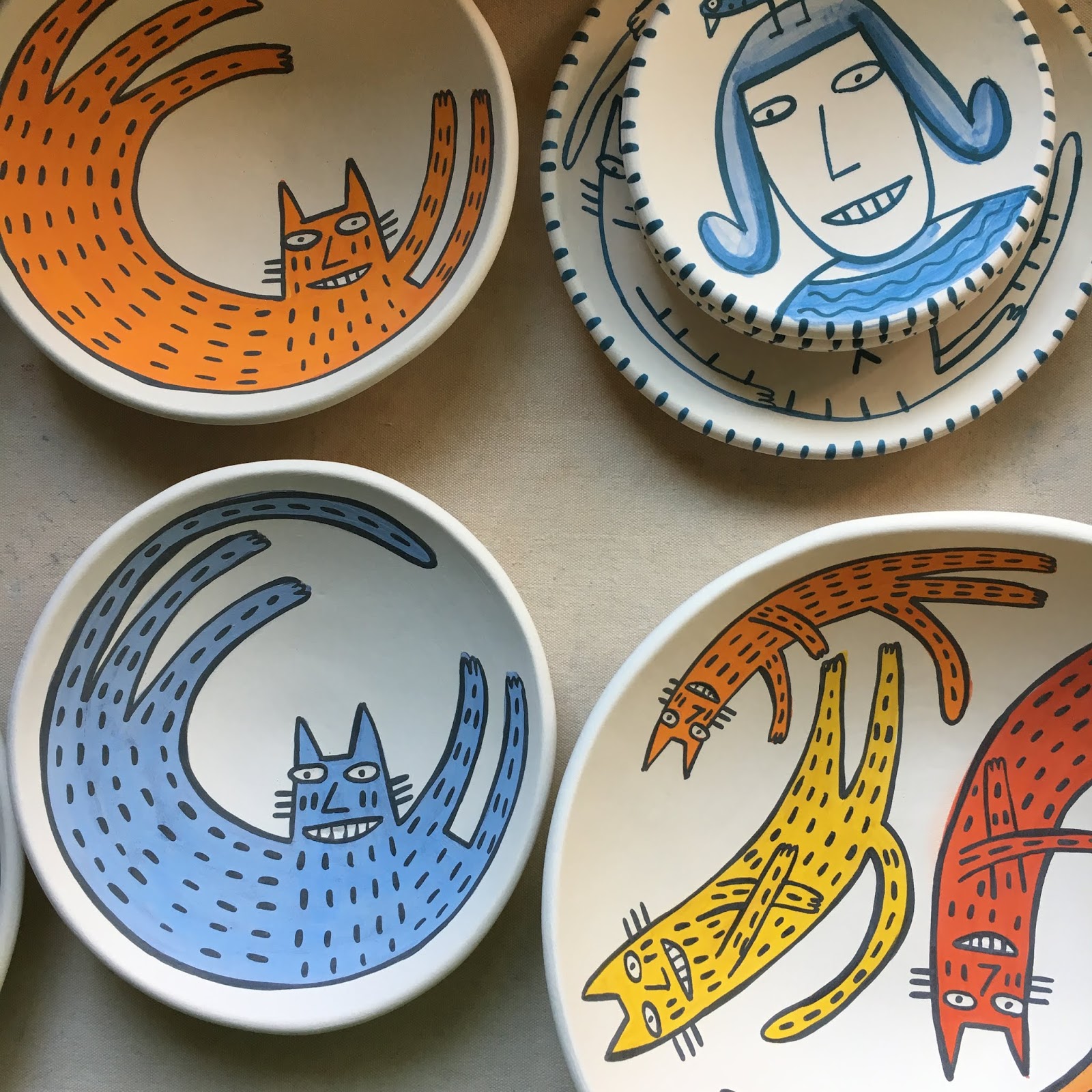 Kim Murton Bisque and glaze work for Art in the Pearl Show Labor Day