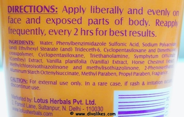 lotus sunscreen contains paraben